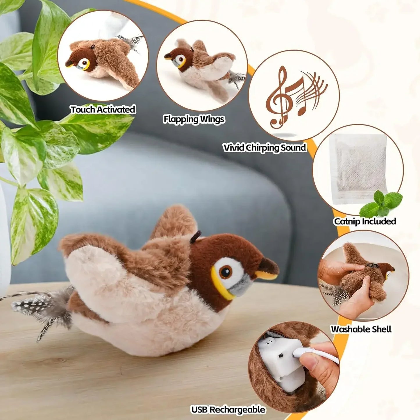 Interactive Chirping Bird - Dog & Cat Toy